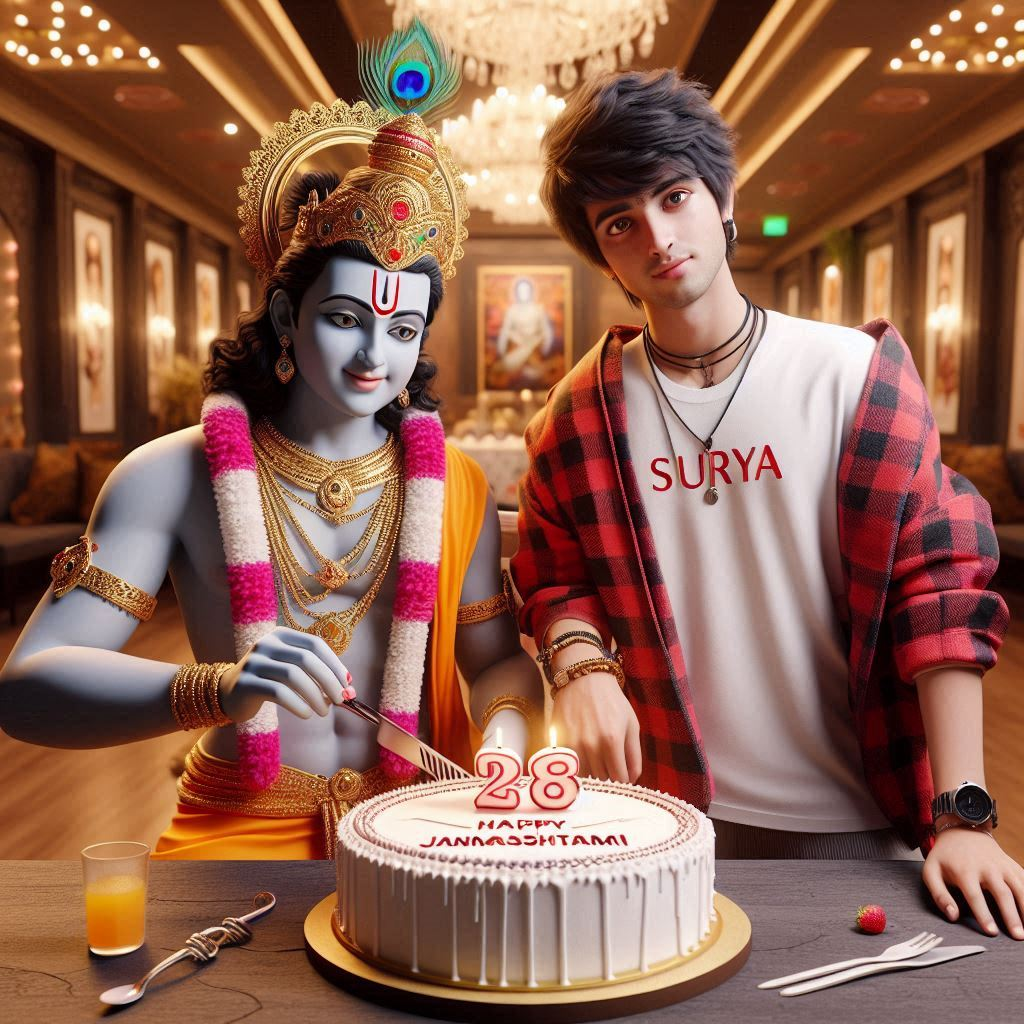 Janmashtmi red t shirt surya